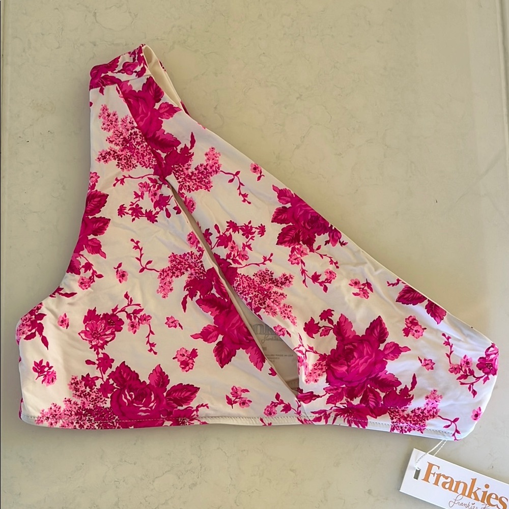 Frankie’s Bikinis Pink Floral Bikini Top - size L